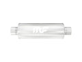 MagnaFlow 4in Round Straight-Through Performance Exhaust Muffler 10419, 3in Inlet/Outlet, Satin Finish