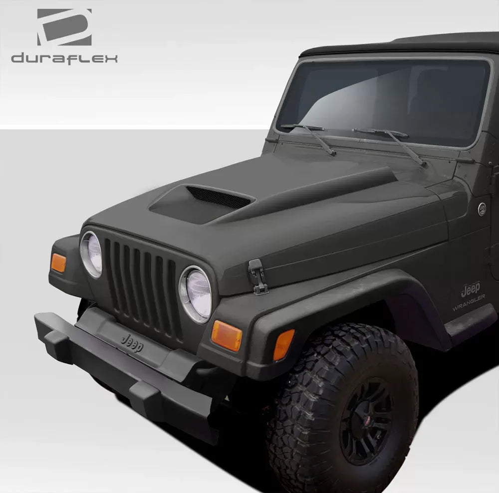 Duraflex CVX Hood Compatible With 1997-2006 Jeep Wrangler - 1 Piece