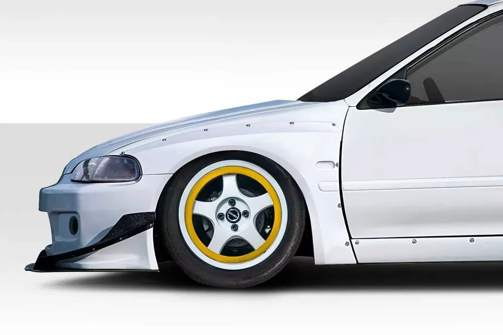 Duraflex TKO RBS Wide Body Front Fenders Compatible With 1992-1995 Honda Civic - 2 Piece