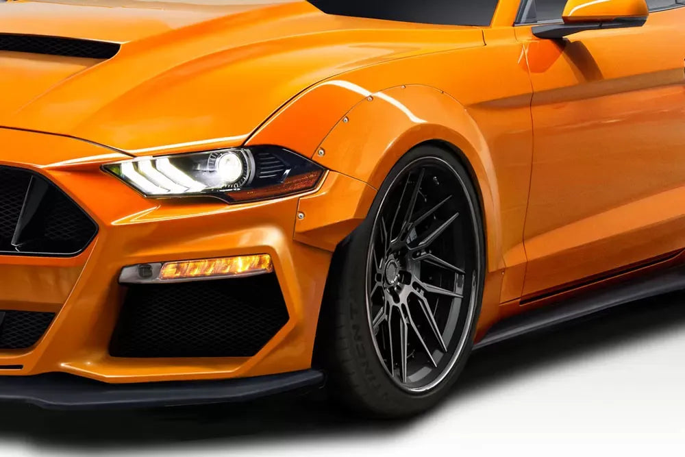 Duraflex Grid Wide Body Front Fenders Flares Compatible With 2018-2023 Ford Mustang - 4 Piece