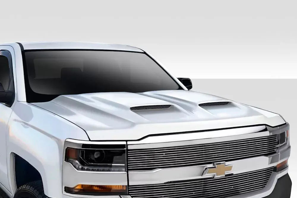Duraflex Dual Ram Air Hood Compatible With 2016-2018 Chevrolet Silverado - 1 Piece