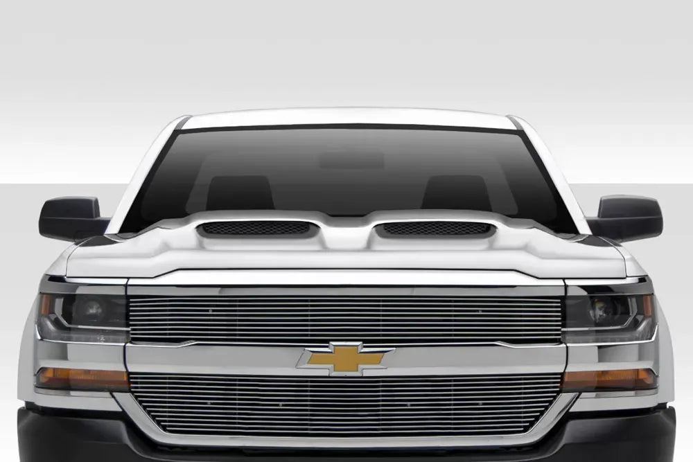 Duraflex Dual Ram Air Hood Compatible With 2016-2018 Chevrolet Silverado - 1 Piece