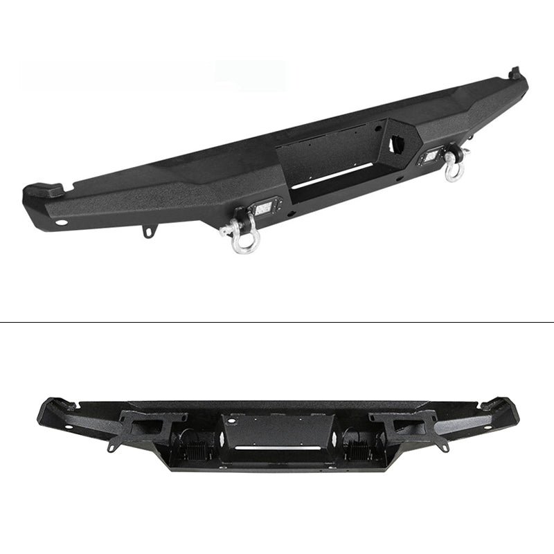 1987-2006 Jeep Wrangler TJ YJ Textured Rear Bumper 2 LED Lights D-Ring