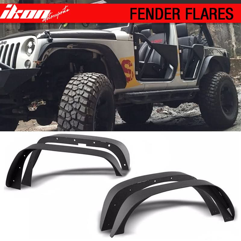 2007-2017 Jeep Wrangler Jk Textured Flat Style Fender Flare Steel