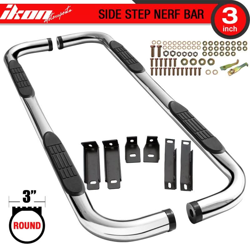 1984-2001 Jeep Cherokee 3" Steel Side Step Running Boards Black Silver