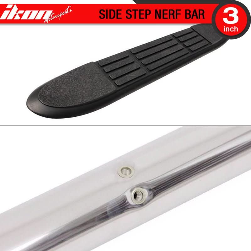 1984-2001 Jeep Cherokee 3" Steel Side Step Running Boards Black Silver