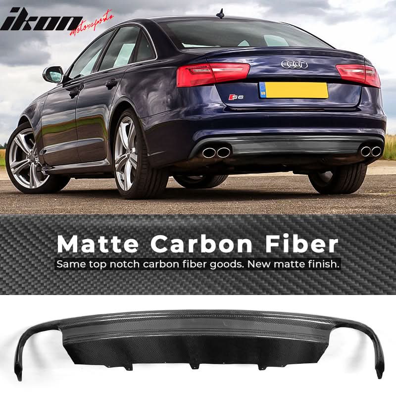 2012-2015 Audi A6 C7 S6 Style Rear Bumper Lip Diffuser Carbon Fiber