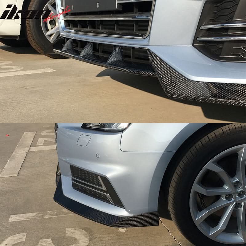2017-2019 Audi A4 S4 B9 Sedan JC Style Front Bumper Lip Carbon Fiber