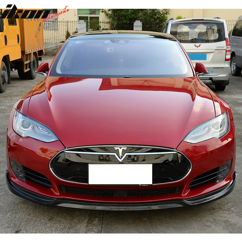 2012-2017 Tesla Model S Sedan JC Style Front Bumper Lip Carbon Fiber