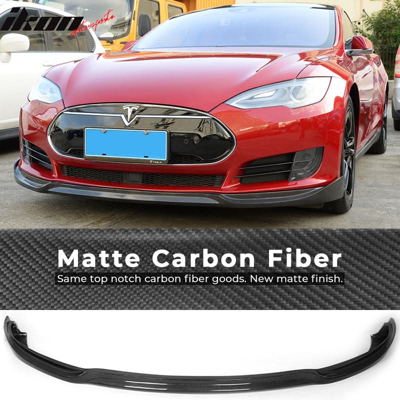 2012-2017 Tesla Model S Sedan JC Style Front Bumper Lip Carbon Fiber