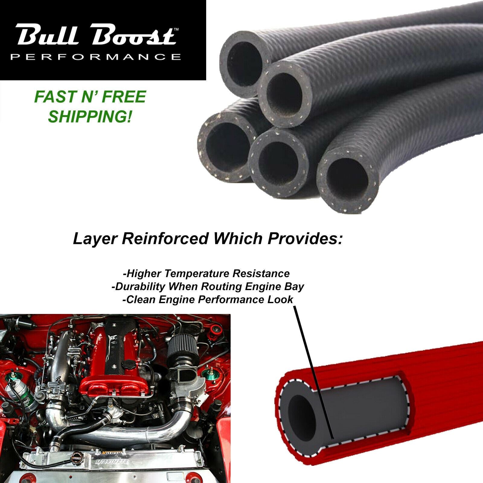 10mm 3/8" ID Vacuum Silicone Hose Racing Line Pipe Tube 3 Feet Per Order (BLACK)