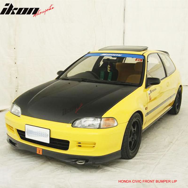 1992-1995 Civic PU Spoon Style Unpainted Black Front Bumper Lip PU