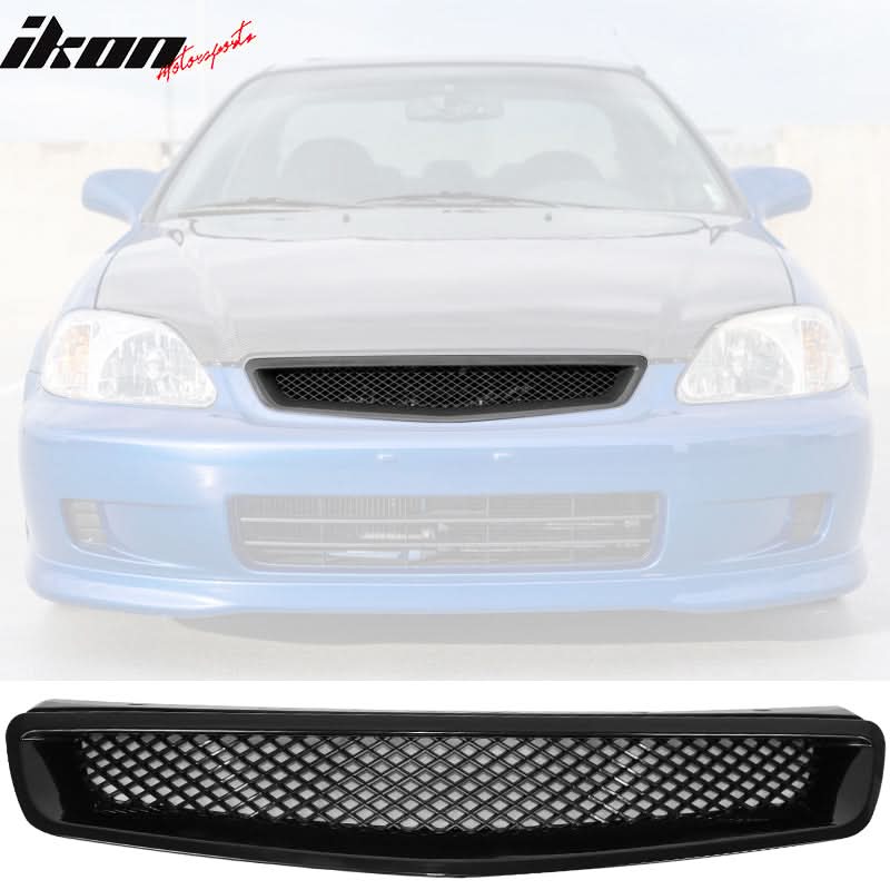 1999-2000 Honda Civic Grill Type R Unpainted Black Bumper Grille ABS