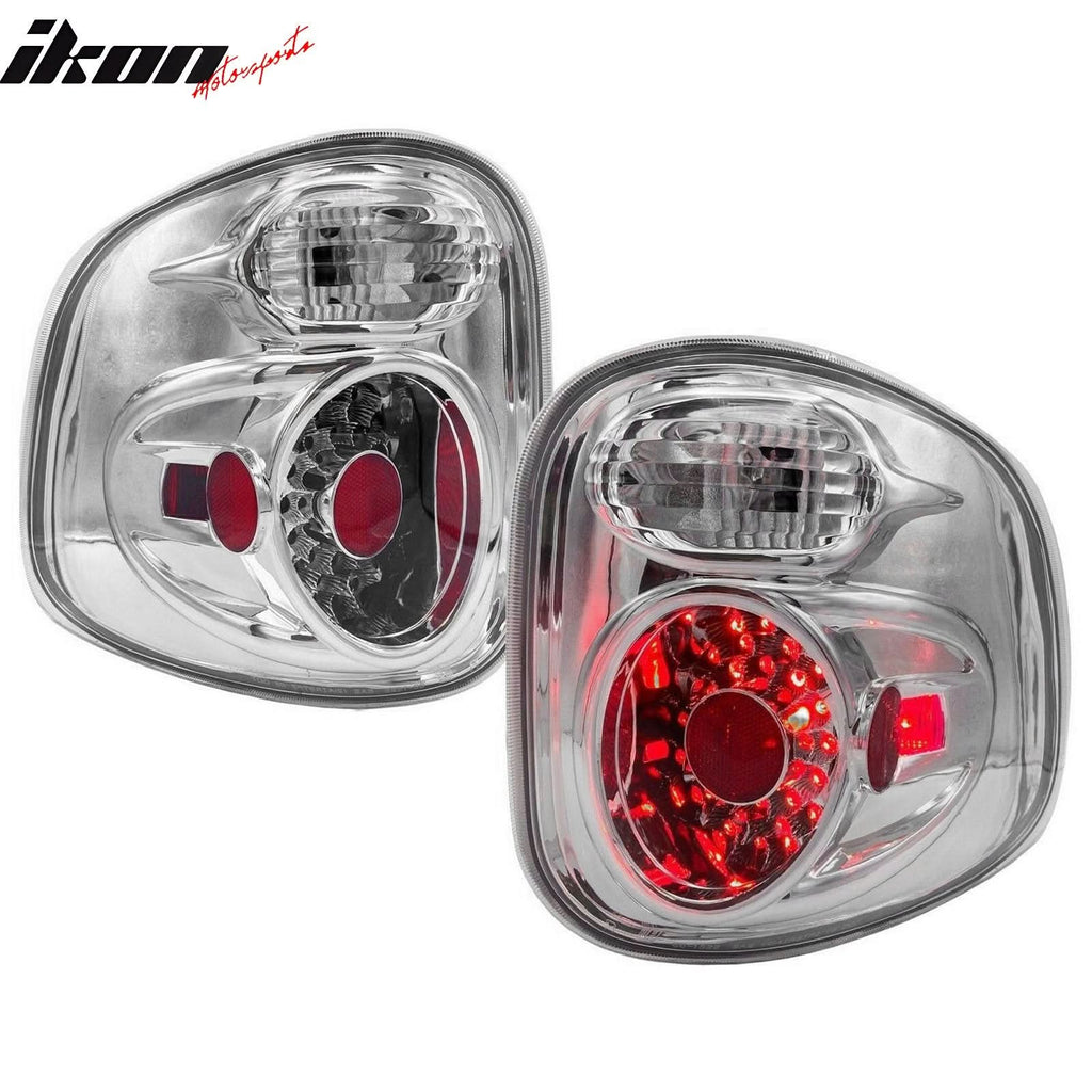 1997-2003 Ford F-150 Chrome Clear Lens LED Tail Lights Rear Brake Lamp
