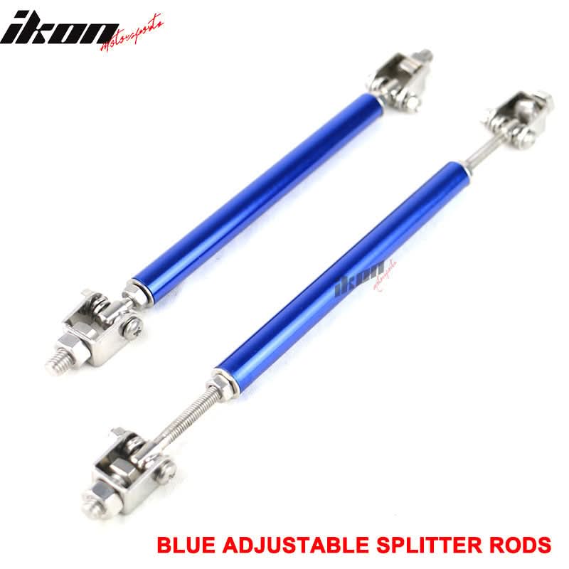 Universal Blue 2PCS 8-10.6" Front Bumper Lip Splitter Strut Rods Steel