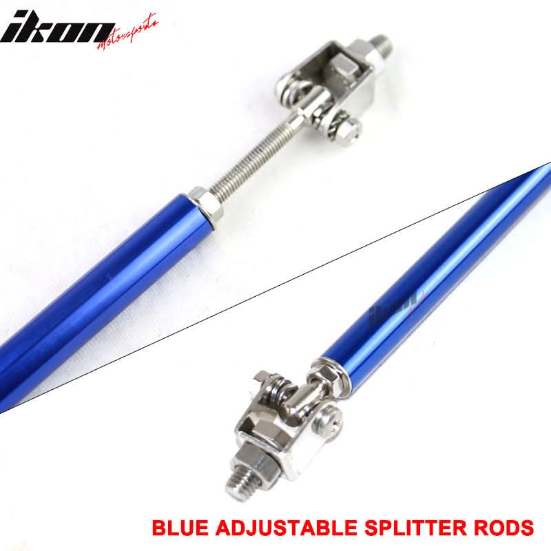 Universal Blue 2PCS 8-10.6" Front Bumper Lip Splitter Strut Rods Steel