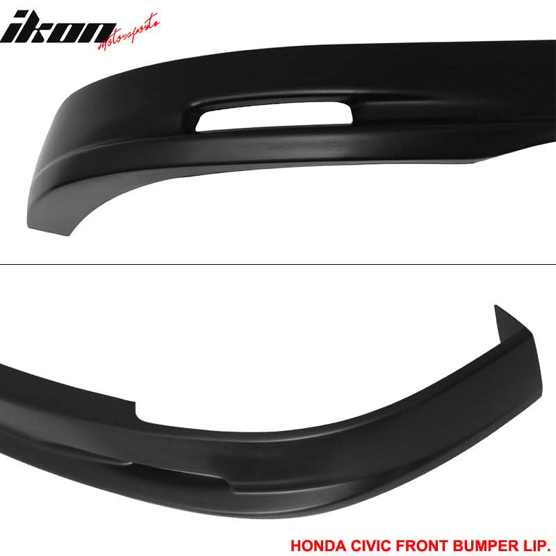 2001-2003 Honda Civic Mugen Style Unpainted Black Front Bumper Lip PP