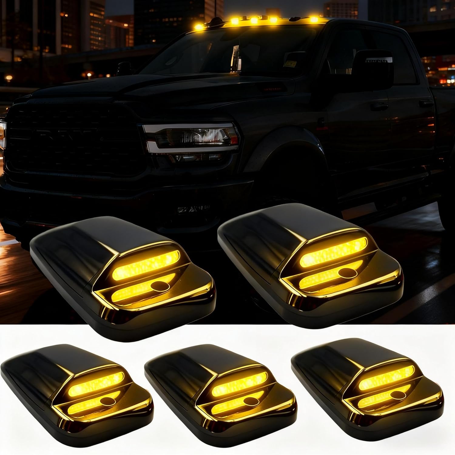 2003-2018 Dodge Ram HD Smoked White Amber Slim-Line LED Roof Cab Lights