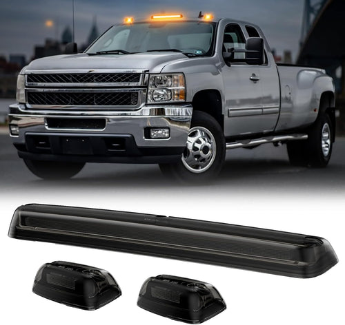 2007-2014 GMC Chevy HD Smoked White Amber LED Roof Cab Lights