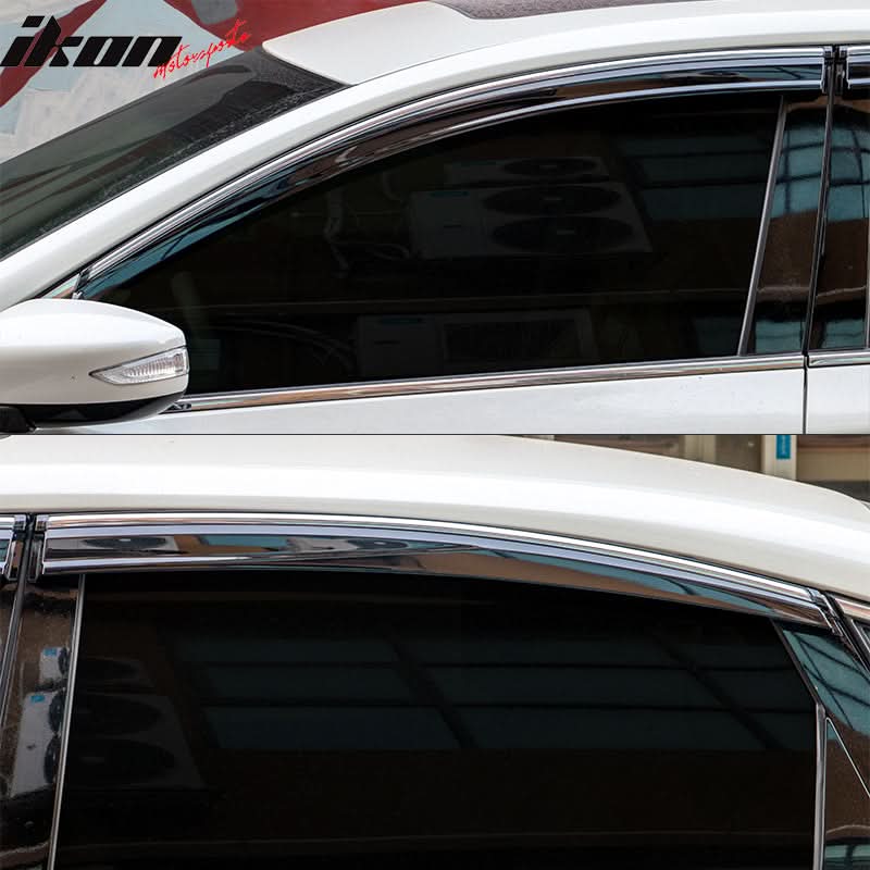 2013-2018 Nissan Altima Polycarbonate Window Visors W/ Chrome Trim 4PC
