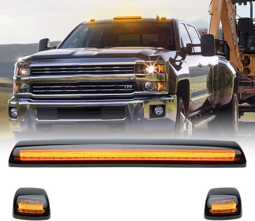 2015-2019 GMC Chevy HD Smoked White Amber LED Roof Cab Lights