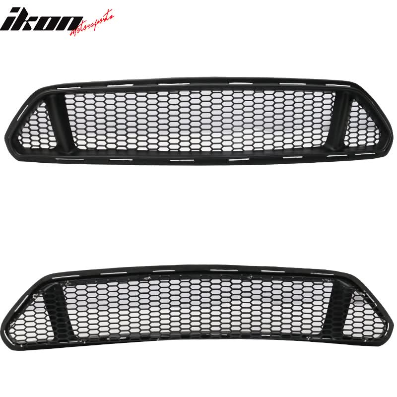 2015-2017 Ford Mustang IKON Style Black Front Upper & Lower Car Grille