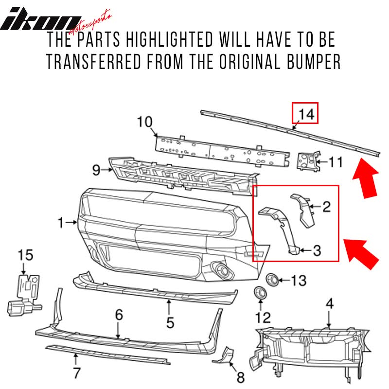 2015-2023 Dodge Challenger Front Bumper & Lip Demon Style Fender Flare