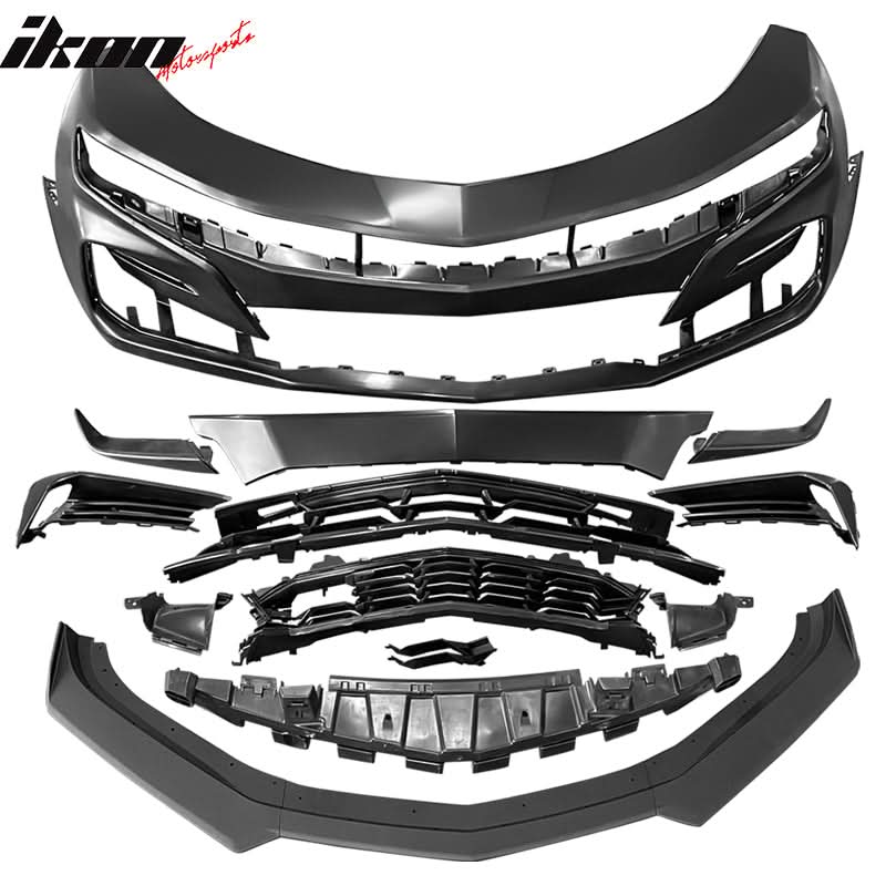 2019-2024 Chevy Camaro SS Style Unpainted Front Bumper Matte Black Lip