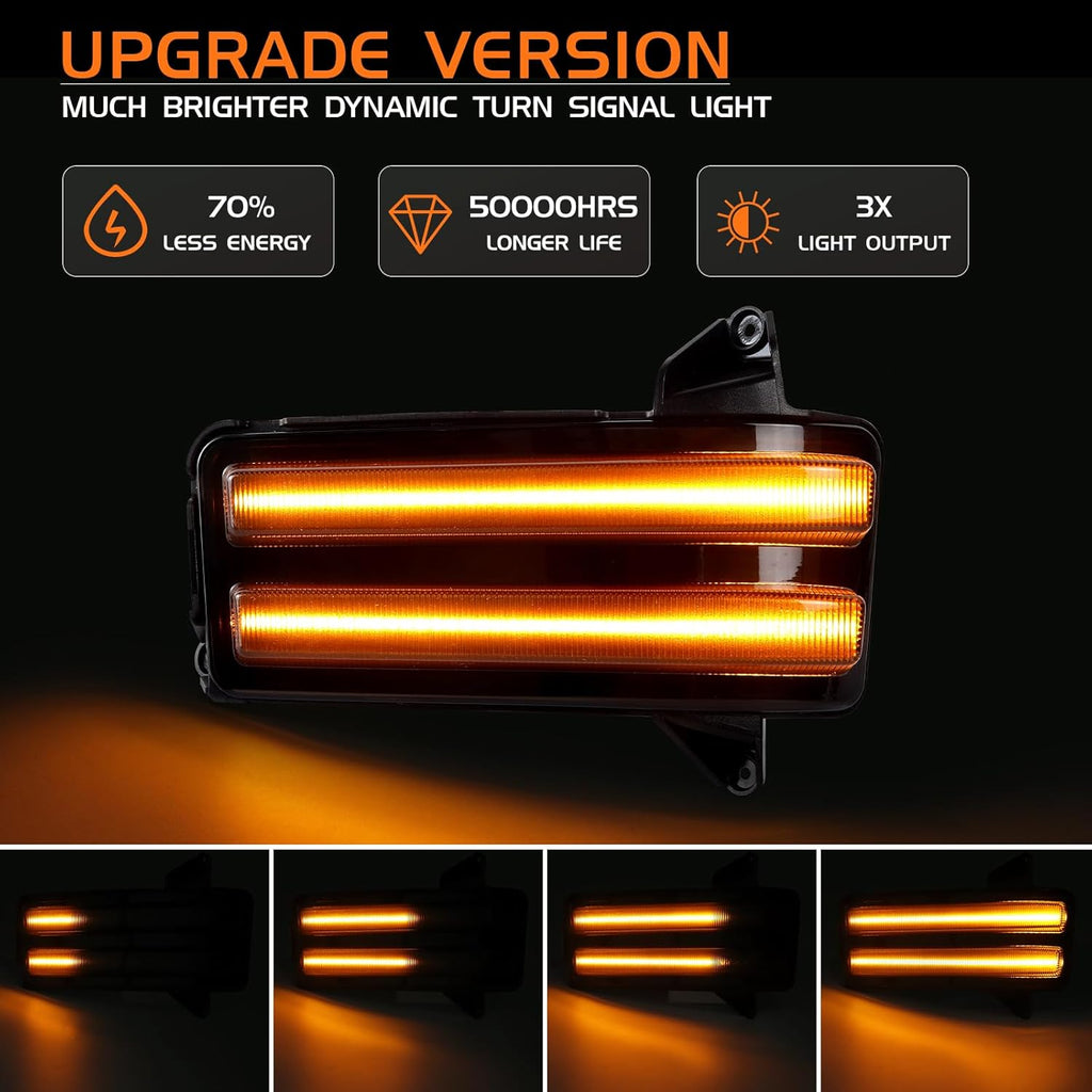 2020-2026+ GMC Chevy Sierra Silverado Smoked Switchback LED Mirror Lights