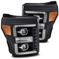 AlphaRex 11-16 Ford F-350 SD LUXX LED Proj Headlights Plank Style Black w/Activ Light/Seq Signal 880146 *Discontinued