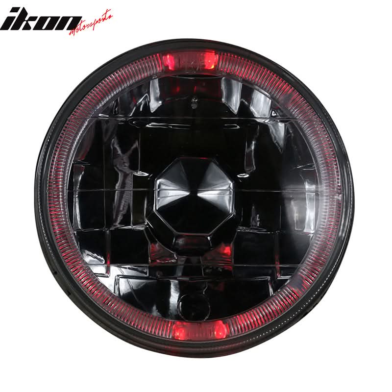 Universal 2PCS 5" Round Headlights Angel Eye Crystal Clear Red Halo