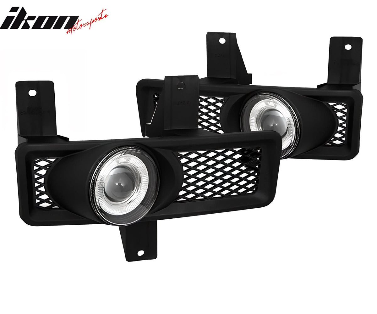1997-1998 Ford F-150 Ring Style 2PC Projector Fog Lights Black Housing