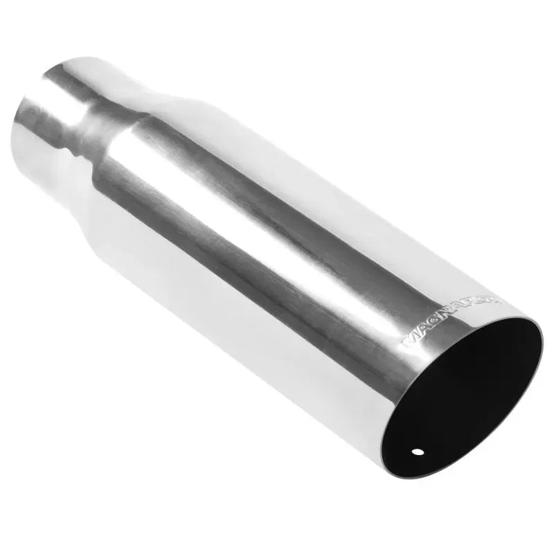 MagnaFlow 3.5in Round Polished Exhaust Tip, 2.5in Inlet, Angle Cut, Single Wall