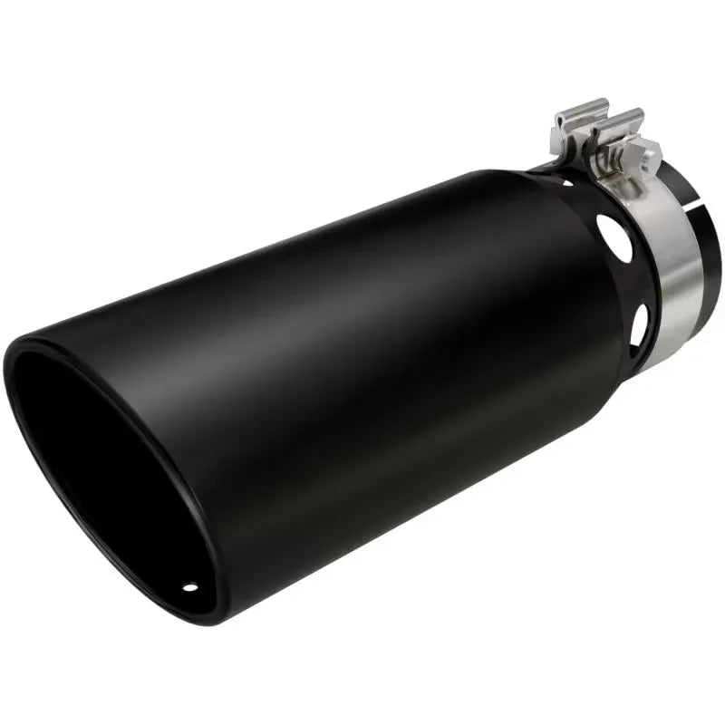 MagnaFlow 5in. Round Black Coated Exhaust Tip, 4in. Inlet, 13in. Length, Angle Cut