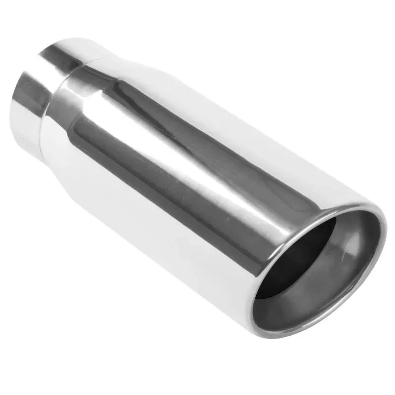 MagnaFlow 5in. Round Polished Exhaust Tip 4in. Inlet/5in. Outlet, Angle Cut, Rolled Edge