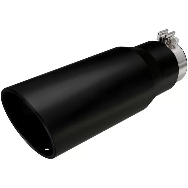 MagnaFlow 5in. Round Black Coated Exhaust Tip, 3.5in. Inlet, Angle Cut, Rolled Edge