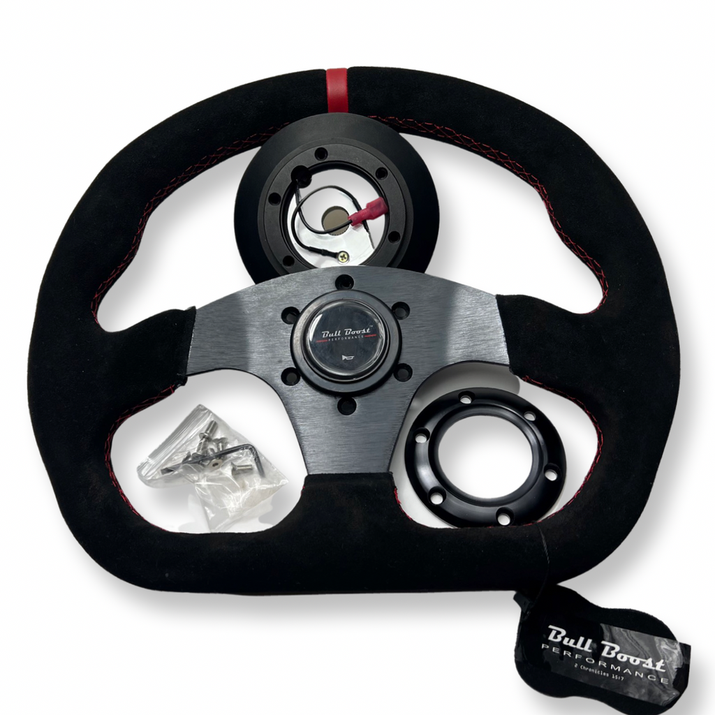 Suede Steering Wheel + Short Hub Adapter Kit For 02-07 Impreza WRX STI Legacy