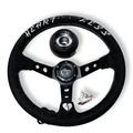 Suede Deep Dish Steering Wheel + Short Hub Adapter Kit For Dodge GM Buick Chevy