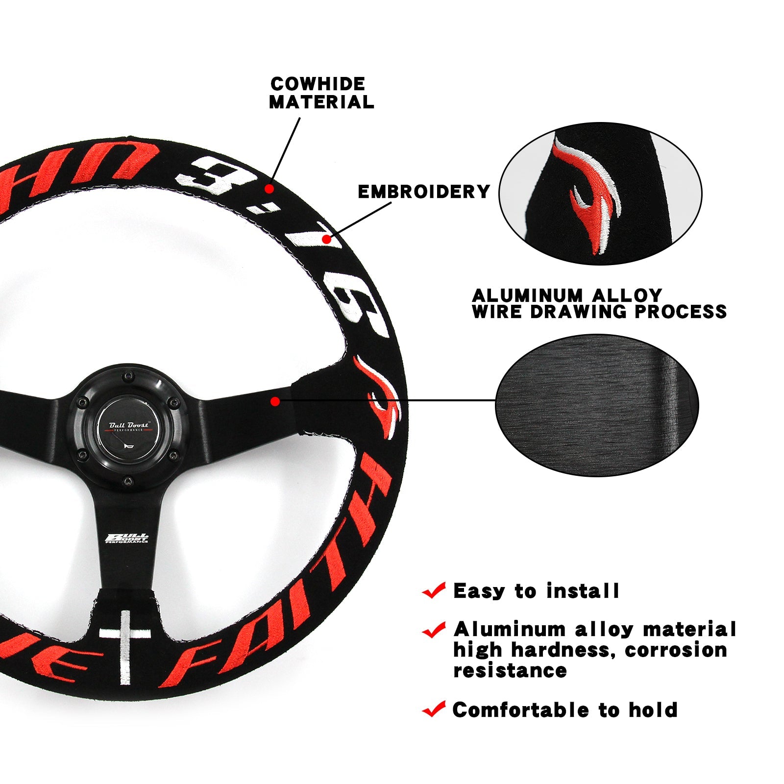 Universal Have Faith 350mm 3"Deep Dish 6-Bolt Steering Wheel | 150 Entries