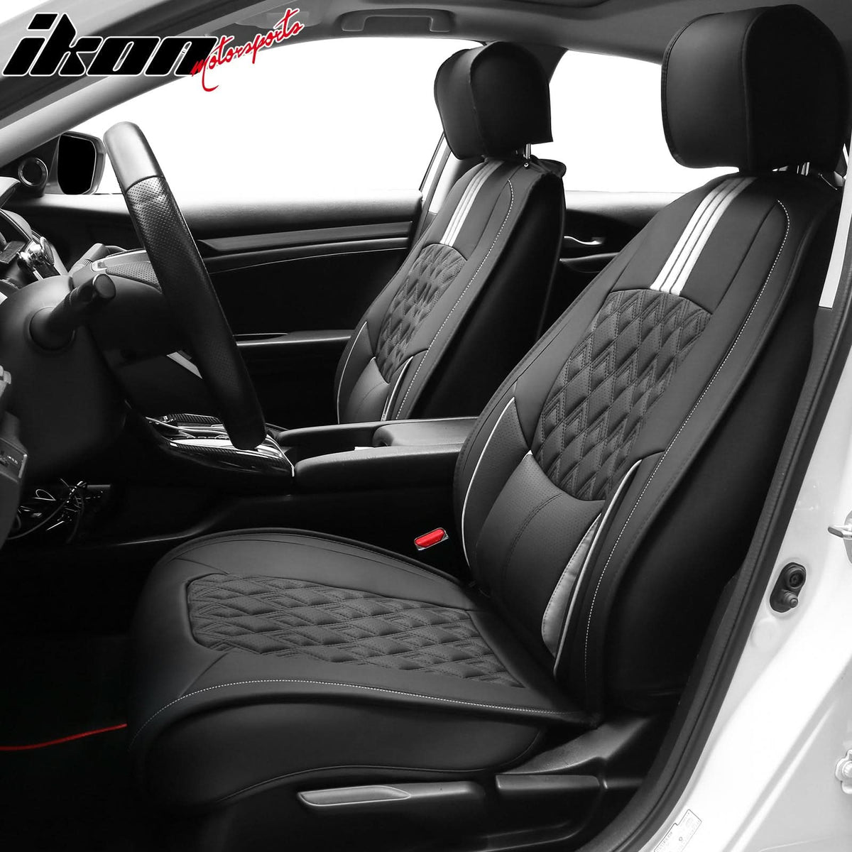2016-2021 Honda Civic Seat Covers PU Leather Car Cushion w/ Lumbar