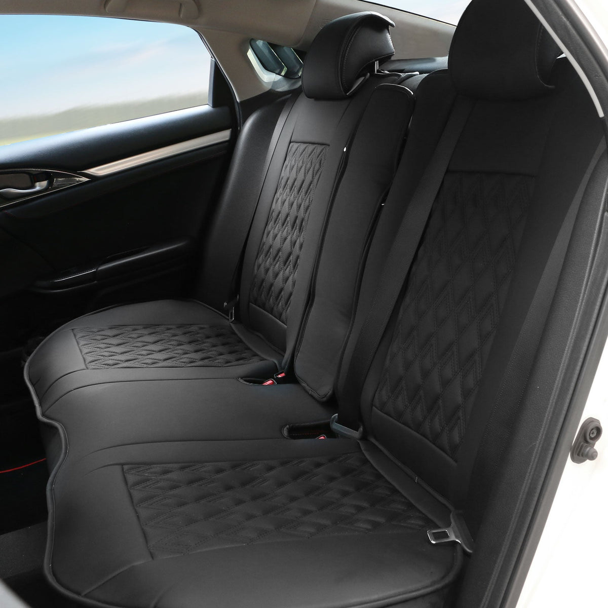2016-2021 Honda Civic Seat Covers PU Leather Car Cushion w/ Lumbar