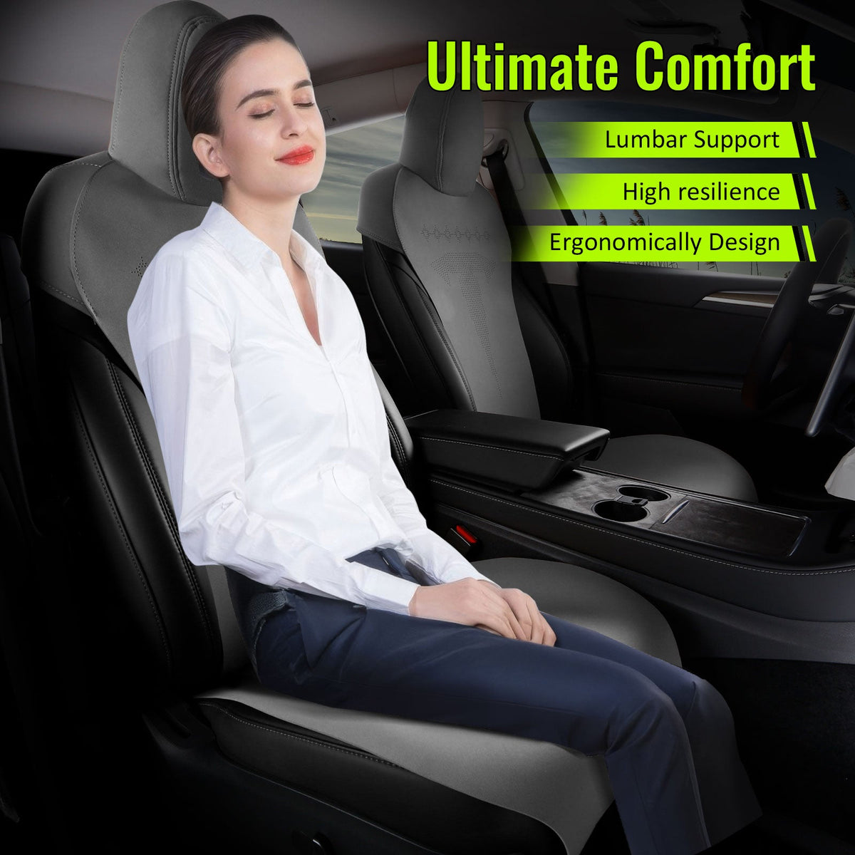 2017-2023 Tesla Model 3 Seat Covers Cushions V2 Suede Leather