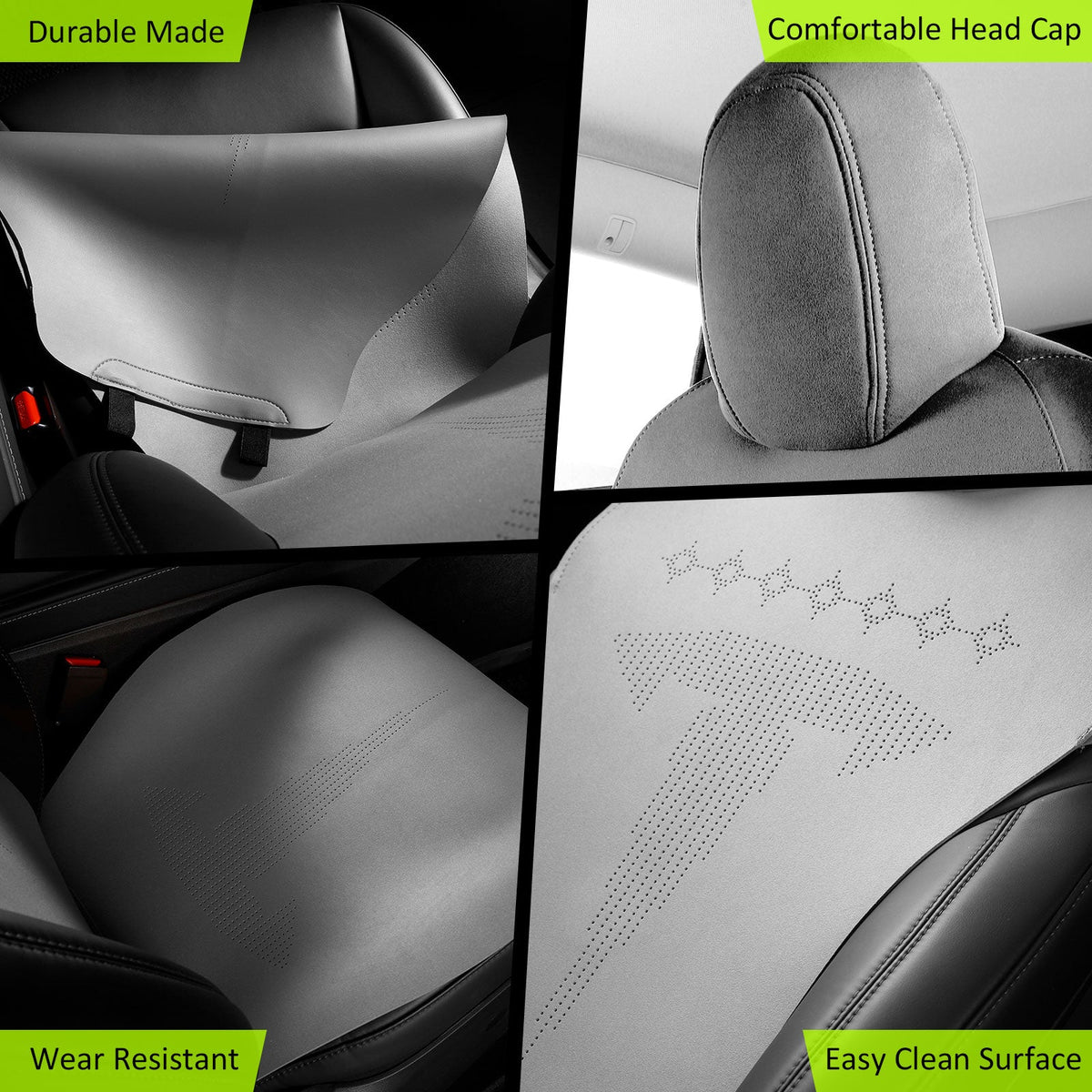 2017-2023 Tesla Model 3 Seat Covers Cushions V2 Suede Leather