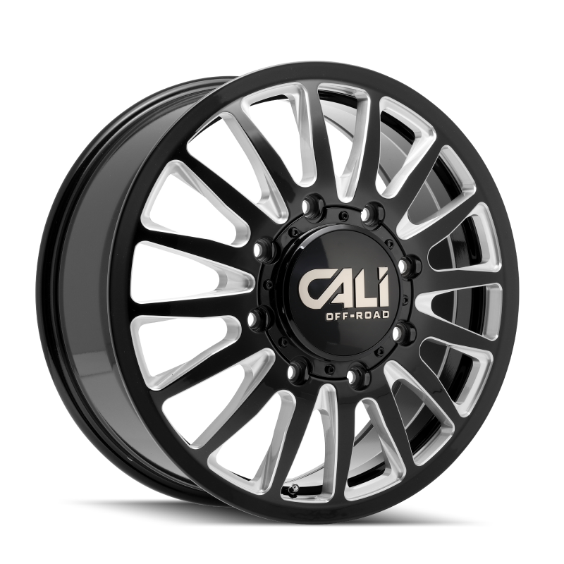 Cali Off-Road 9110D Summit Dually 22x8.25 / 8x165.1 BP / 115mm OS / 121.3mm Hub Gls Blk Mill Wheel 9110D-22881BMF115