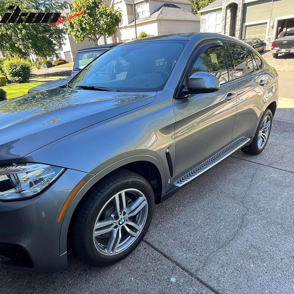 2015-2019 BMW X6 F16 Black & Silver 2PCS Running Boards Side Step Bars