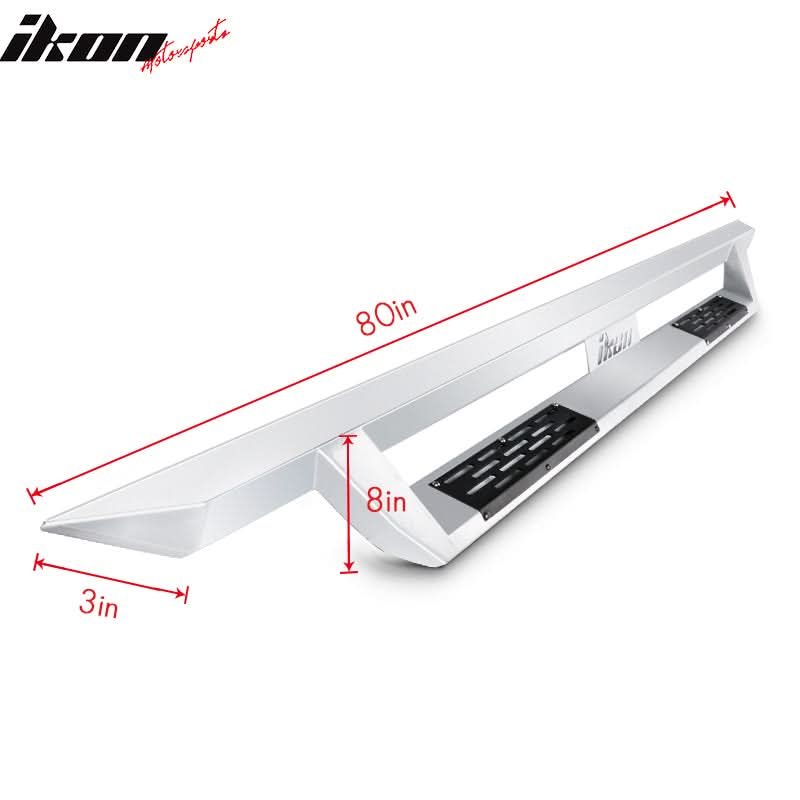 2007-2021 Toyota Tundra Double Cab IKON V1 Silver Running Boards Steel