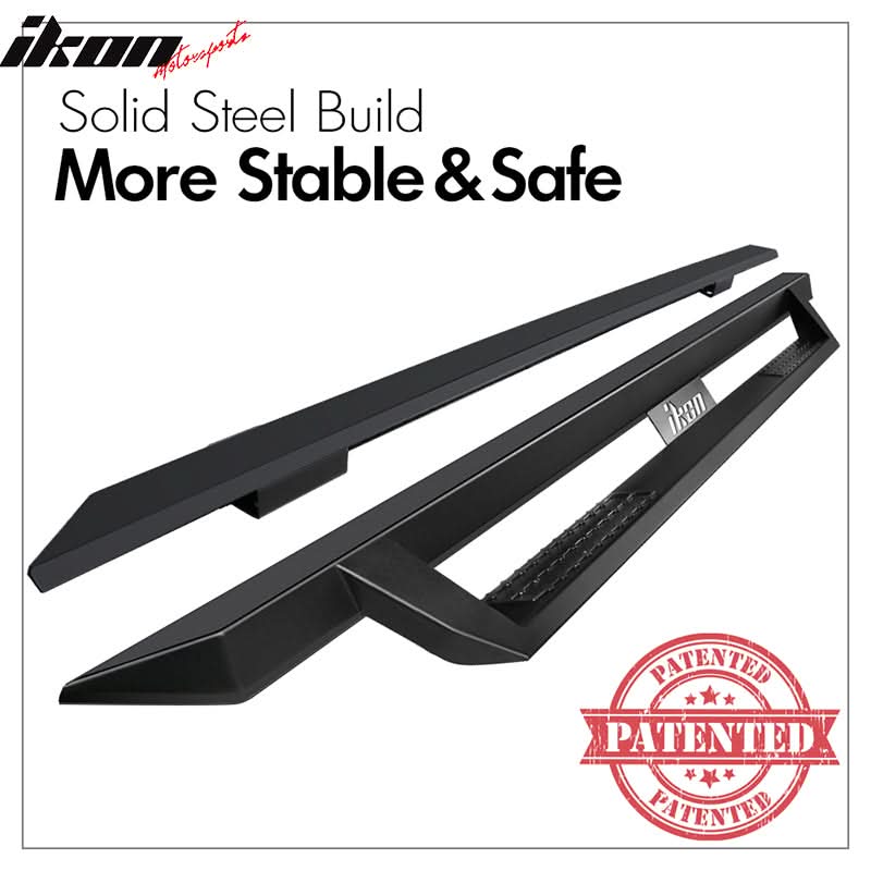 2005-2022 Toyota Tacoma Double Cab IKON V1 Black Running Boards Steel