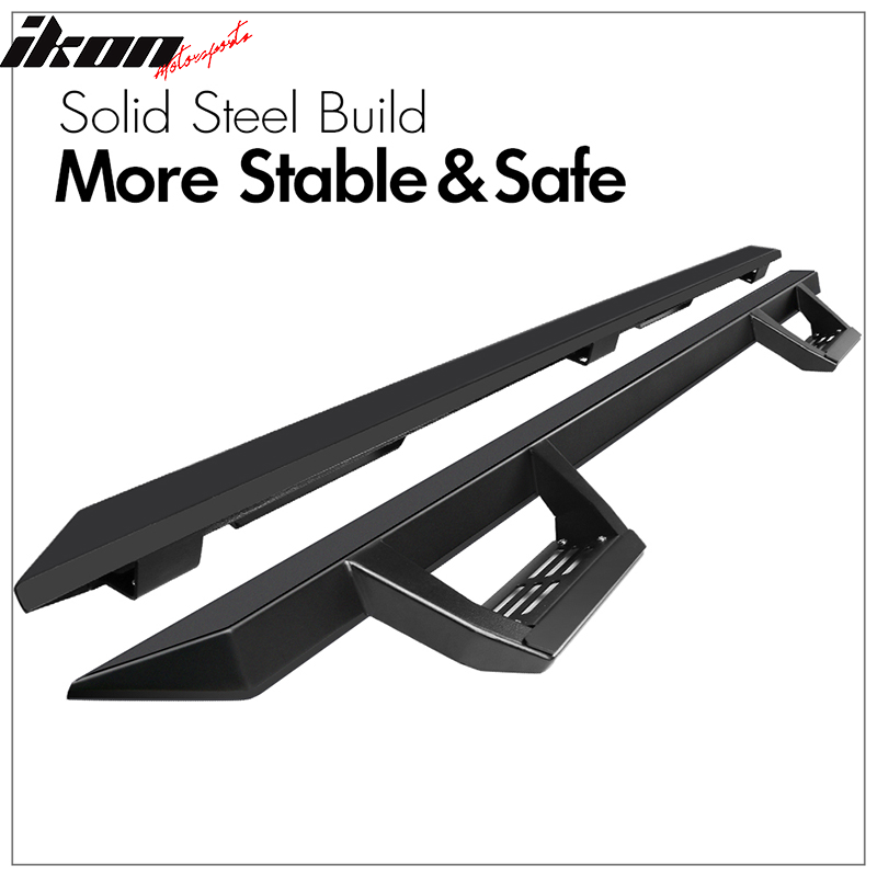 1999-2016 Ford F-250 Superduty IKON V2 Black Running Board Solid Steel