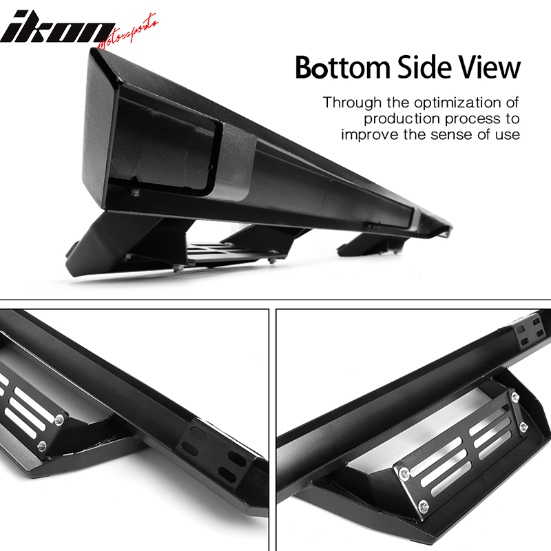 2009-2014 Ford F-150 Crew Cab IKON V2 Black Running Boards Solid Steel