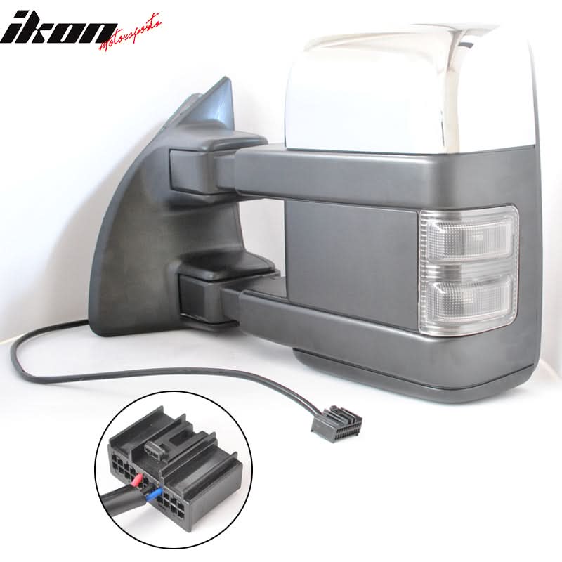 1999-2015 F250F550 Side Towing Mirror Manual Signal Light Chrome 2PC
